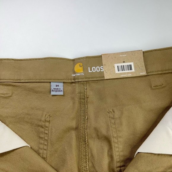 Carhartt Mens Rugged Flex Canvas Work Shorts Brown Loose Fit Stretch 34 New - Picture 11 of 12